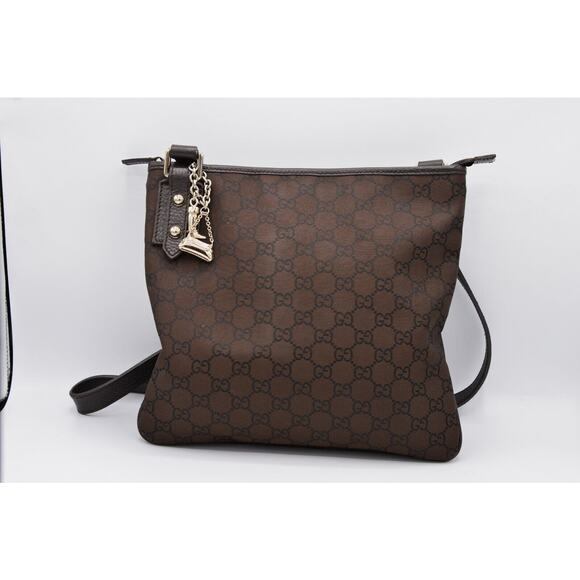 Gucci Monogram Jolicouer Charm Messenger Crossbody Purse Authentic Dark Brown - Picture 2 of 11